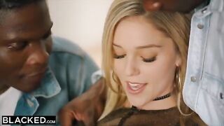 Petite blonde Kali Rose gets passed around by six BBCs in intense interracial scenes