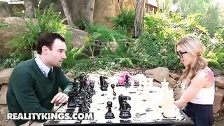 The nerdy girl Kali Roses lost to the guy and had to fuck