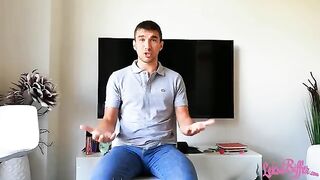 The HR manager licks the guy's dick and cum to get a job
