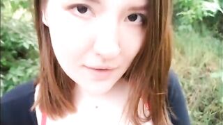 An Asian girl got fucked outdoors by the first guy she met in her new city