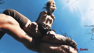 The guy passionately fucked the pretty girl in the picnic