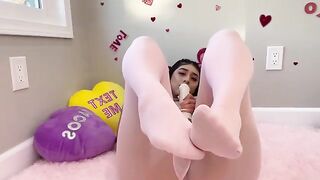 Violet Myers, the real-life hentai girl, fucked herself on Valentine's Day with sensual passion