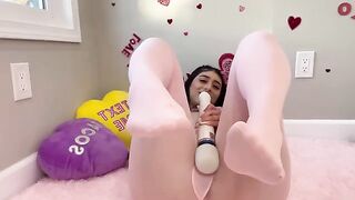 Violet Myers, the real-life hentai girl, fucked herself on Valentine's Day with sensual passion