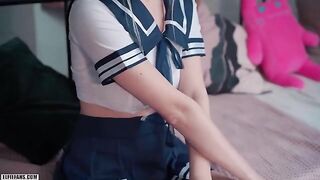 Kawaii schoolgirl gets her pussy filled with sticky cum
