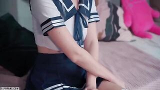 Kawaii schoolgirl gets her pussy filled with sticky cum