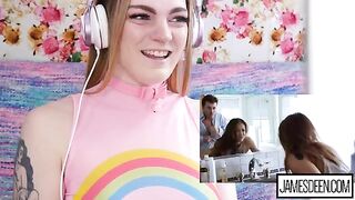 Carly Rae Summers reacts to the wildest James Deen vs Sara Luvv compilation