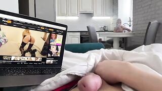 The blonde caught me jerking off and helped me out
