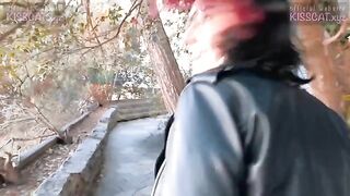 Kiss Cat love Breakfast with Sausage - Outdoor sex with Russian student