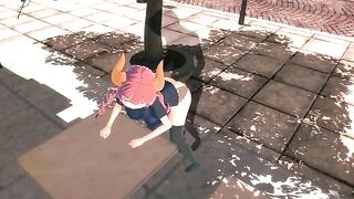 Hentai with a girl who is having fun with an invisible friend