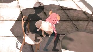 Hentai with a girl who is having fun with an invisible friend
