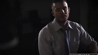 Shady reporter fucked Evelyn Claire, whose blue eyes and tattoos added a thrilling edge to the encounter