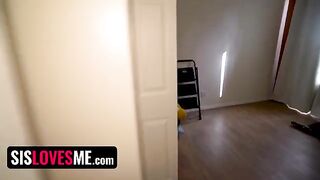 A guy caught his step sister performing a naughty show on her computer