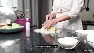 The luxury girl made American pie while fucking in the kitchen