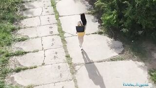 A pervert spy filming a babe in public, then fucking her for cash