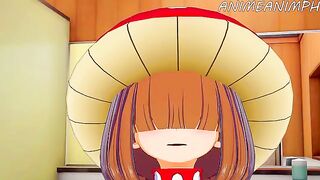 Hentai action with Kinoko Komori from My Hero Academia in a cartoon style