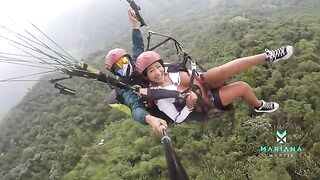 Colombian actress Mariana Martix squirts while paragliding in the air