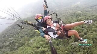 Colombian actress Mariana Martix squirts while paragliding in the air
