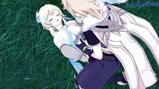 Aether and Lumine fuck in the meadow - Genshin Impact Hentai