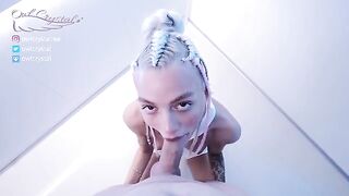 The beautiful and petite Owl Crystal has space sex with a guy