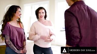 Casey Calvert and Arabelle Raphael share boyfriend's big dick in threesome