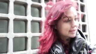 Redhead college teen Ria Red gets picked up and fucked raw
