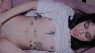 A cute petite girl got a lot of sperm on her face and inside ♡