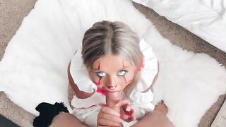 Crazy bitch sucked my cock before the Halloween Party, a wild ride!
