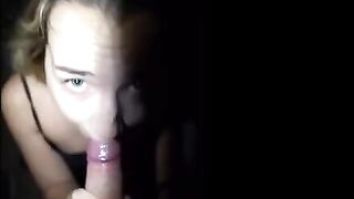 The cute girl swallows a huge load after a doggy fuck on the public playground