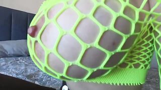 Big natural tits give a lot of pleasure in green