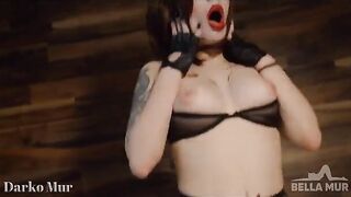 The pretty girl is fucking with a guy with a big cock