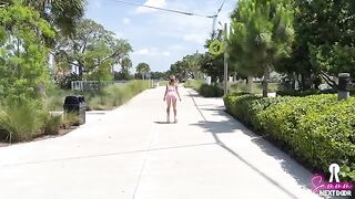 A tiny girl on roller skates rolls to her home and meets a guy who fucks her hard