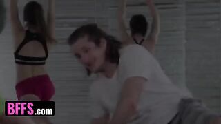 A naughty yoga class where they all get fucked by their instructor