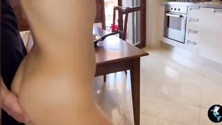 The Italian woman begs until she squirts, showcasing real passion in the kitchen