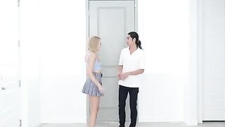 Skinny blonde gets fucked in the kitchen with passion