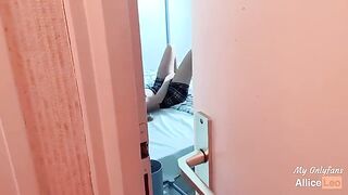I spy on my stepsister as she masturbates and I offered her my cock, she accepted!