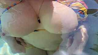 Step sister masturbates in the hot tub and gets caught, with rough sex following