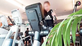 A girl is having fun with her boyfriend after her workout session