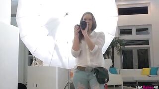 The photographer fucked in the mouth by two girls in a steamy session