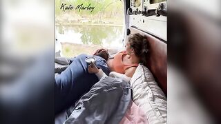 Camping fingering with a hot brunette, Kate Marley in nature