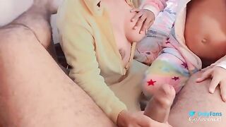 A trio with a pregnant woman of 6 months who loves to eat great cocks