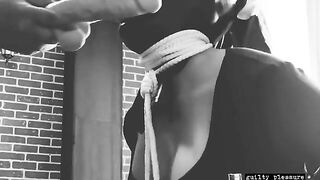 BDSM sex tape with bound slave getting fucked in the mouth and pussy