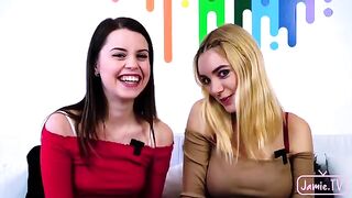 Two cute and sexy girls shared a big dick in an intense threesome