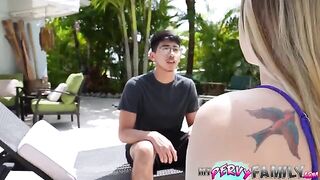 A stepbrother secretly watches his stepsister and fucks her, then she sucks his cock