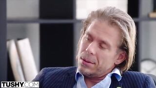 A sexy temp can't resist seducing her boss in a steamy encounter