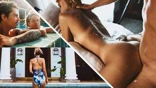 A couple enjoys a romantic sea sex and scenic surf adventure