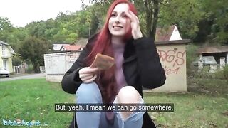 A Northern lass gets fucked in the basement for cash - Public Agent