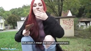 A Northern lass gets fucked in the basement for cash - Public Agent