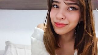 A sexy brunette guides you to orgasm with her vibrator in a steamy JOI session