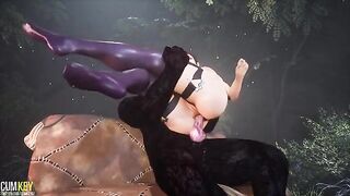 Furry werewolf mates with a chick in 3D porn wildlife