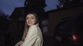 French babe Alba Lala shows her small tits to earn money